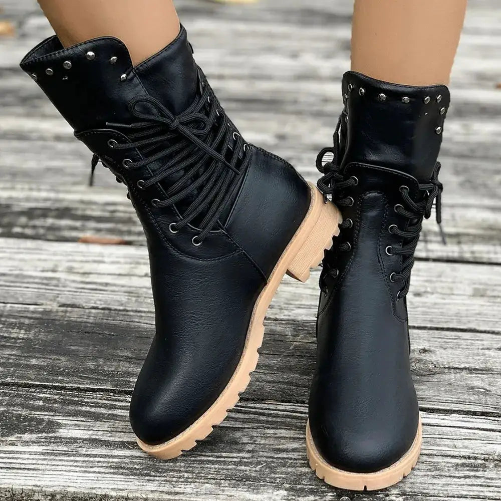 Round Toe Platform Boots by Trendsi