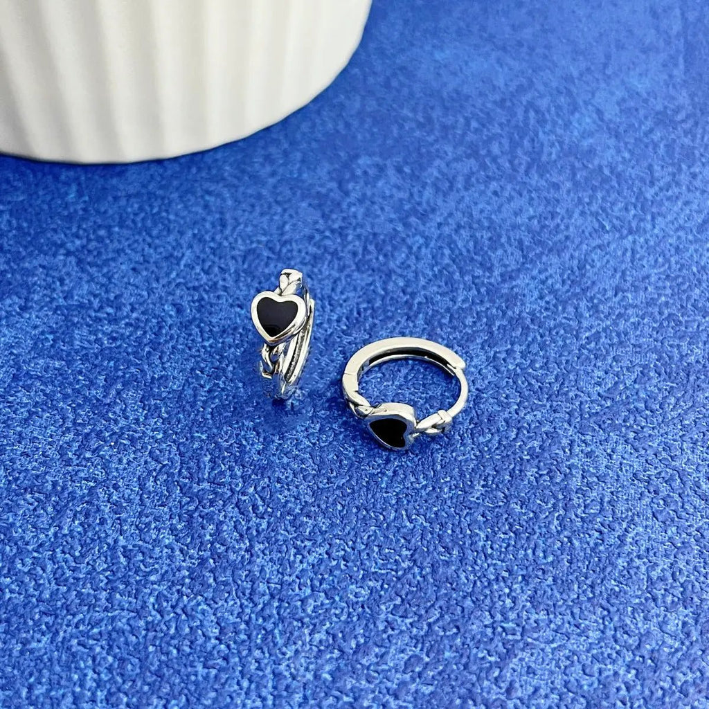 925 Sterling Silver Heart Hoop Earrings by Trendsi