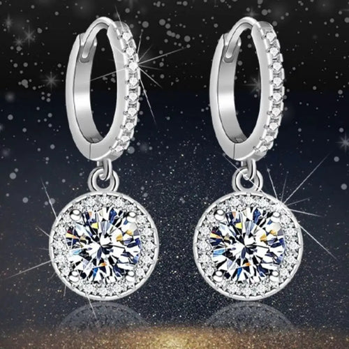 1 Carat 925 Sterling Silver Moissanite Hoop Drop Earrings by Trendsi