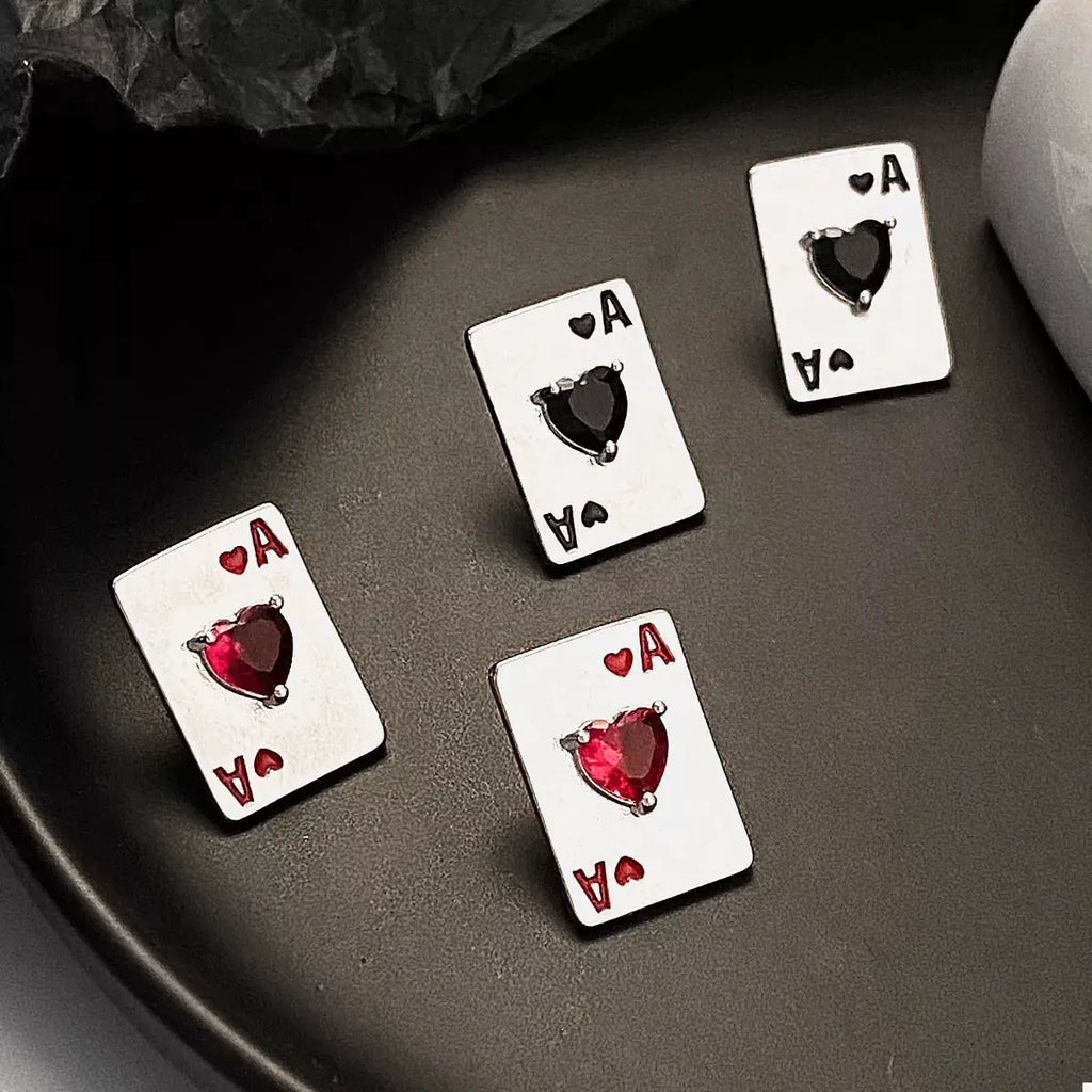 Poker Card Ace of Hearts Stud Earrings by Trendsi
