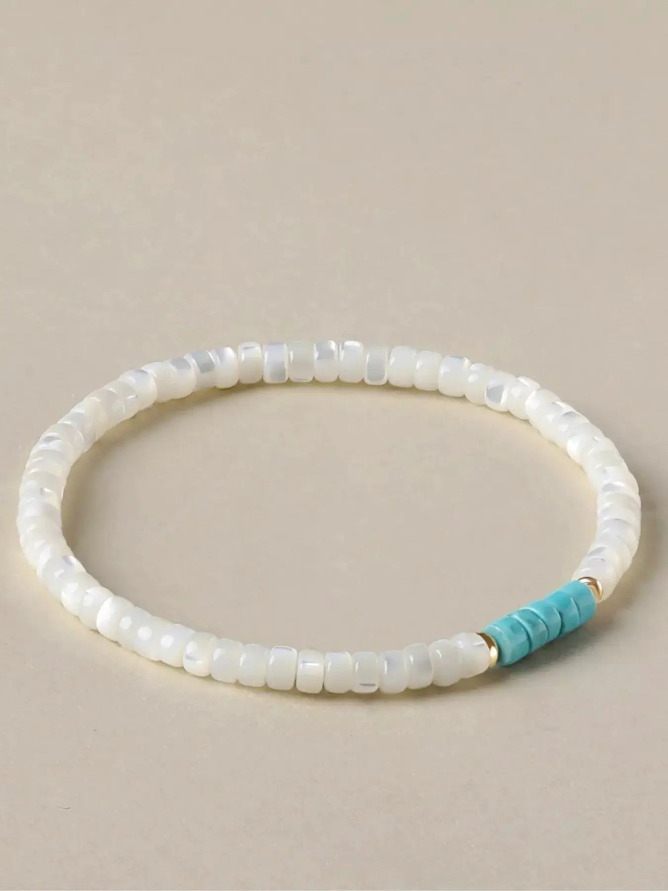 Turquoise Beaded Bracelet by Trendsi