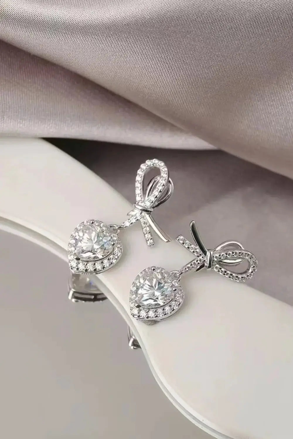 2 Carat Moissanite 925 Sterling Silver Heart Earrings by Trendsi