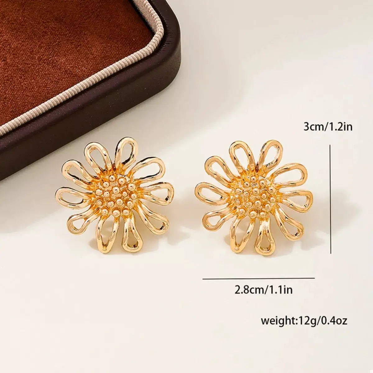 18K Gold-Plated Flower Stud Earrings by Trendsi