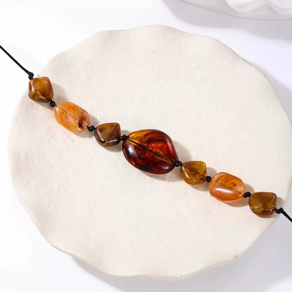 Acrylic Beaded Statement Necklace by Trendsi