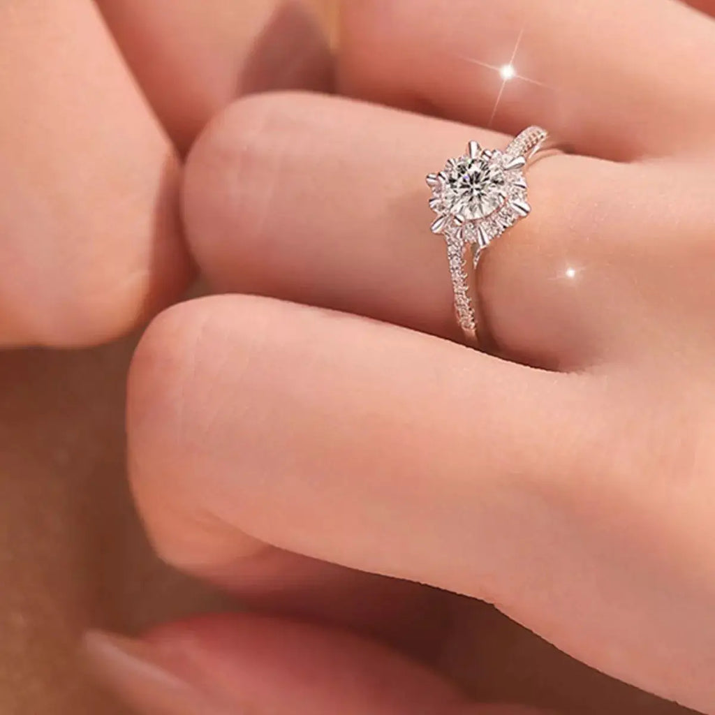 2 Piece Moissanite 925 Sterling Silver Ring by Trendsi