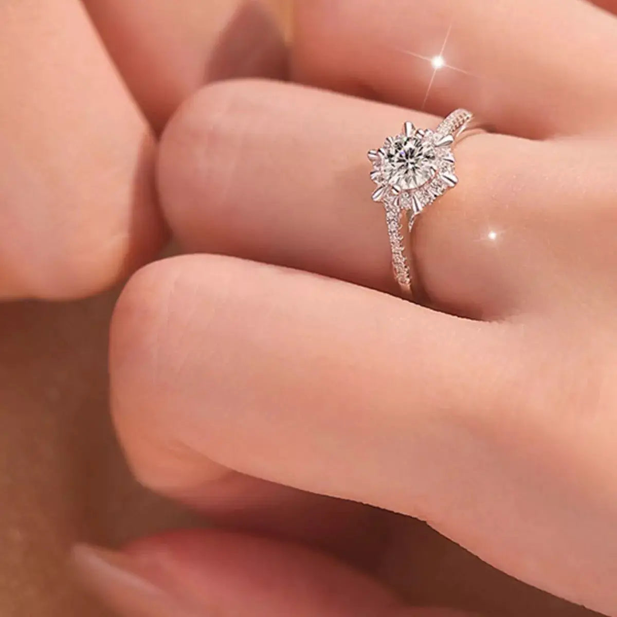 2 Piece Moissanite 925 Sterling Silver Ring by Trendsi
