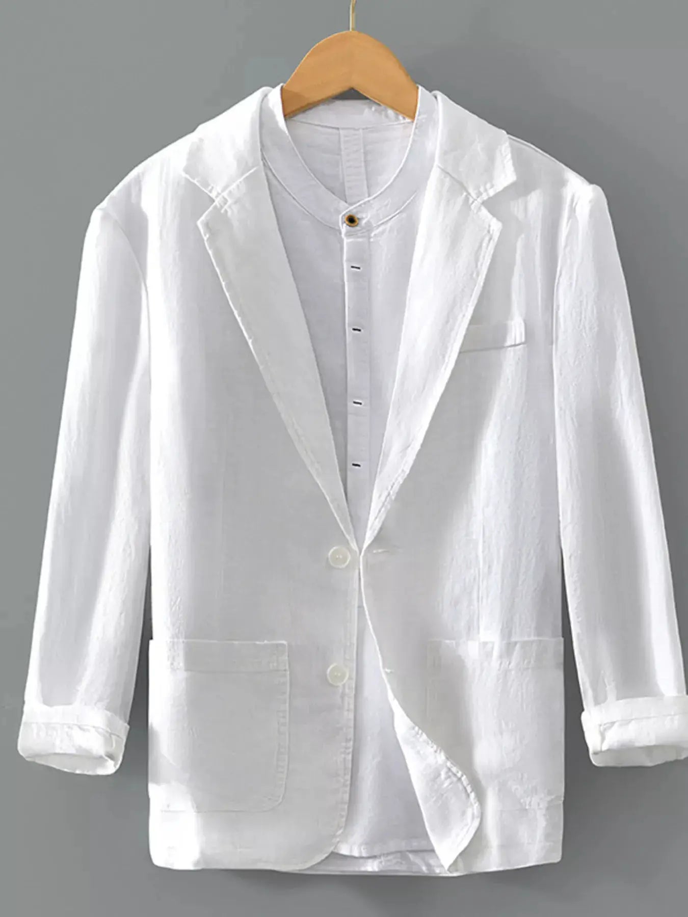 Men's Plus Size Lapel Collar Button Up Blazer by Trendsi