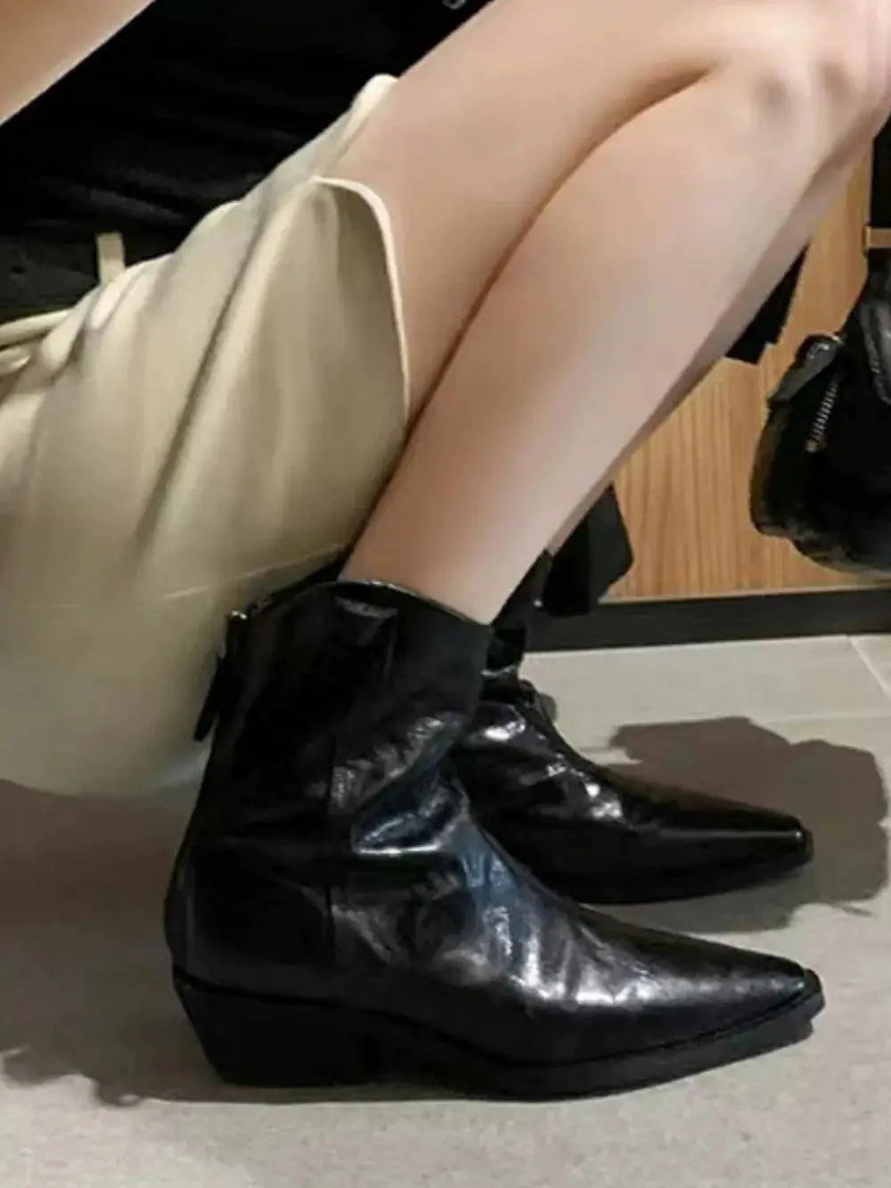 Point Toe Block Heels Boots by Trendsi