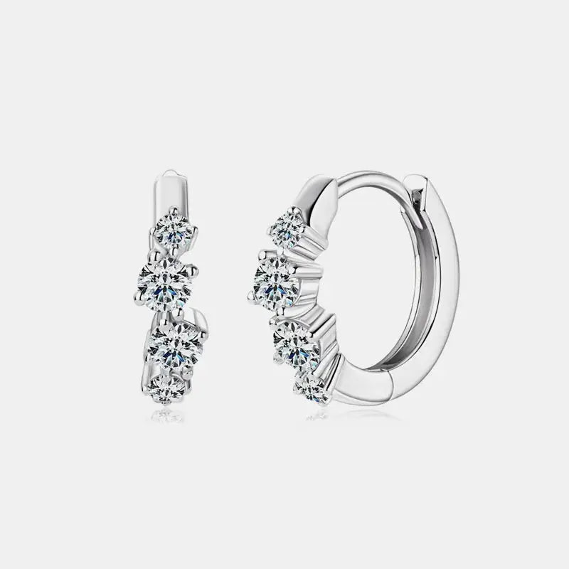 925 Sterling Silver Moissanite Huggie Earrings by Trendsi