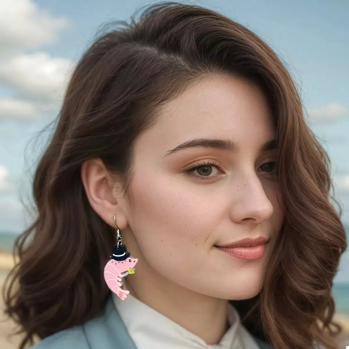 Whimsical Shrimp Earrings with Top Hats by Trendsi
