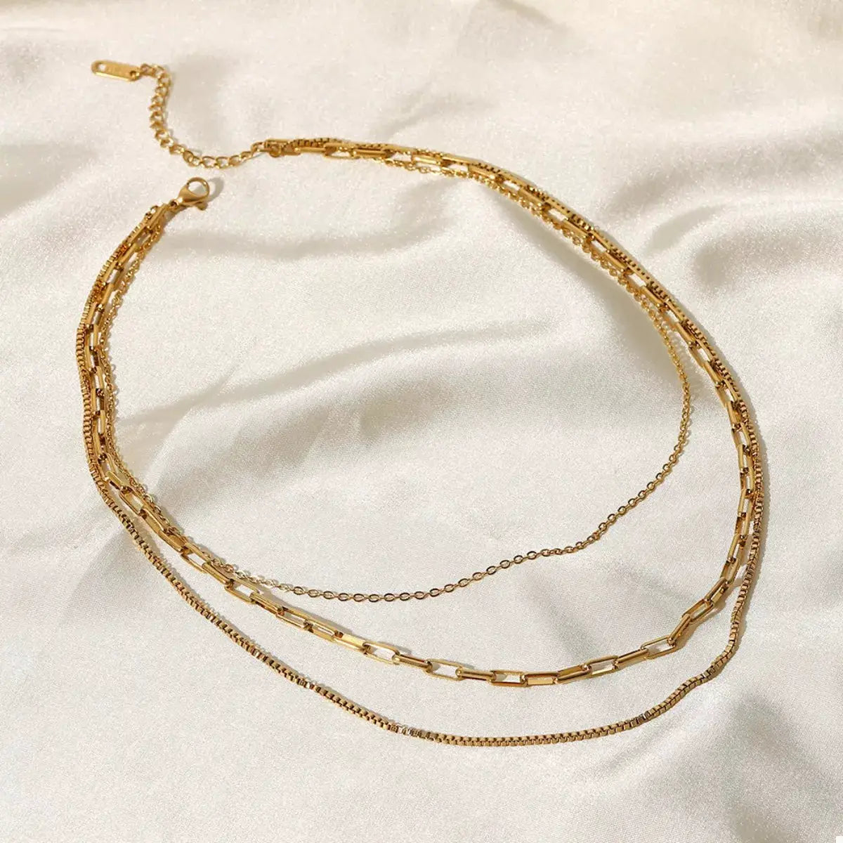 18K Gold-Plated Three Layered Necklace by Trendsi
