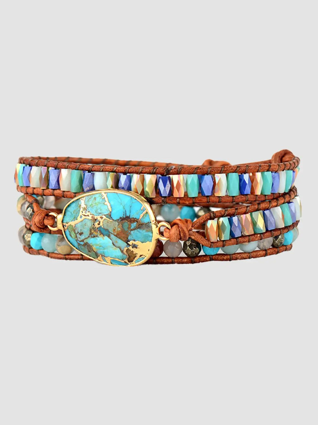 Triple-Layer Natural Stone Bracelet by Trendsi