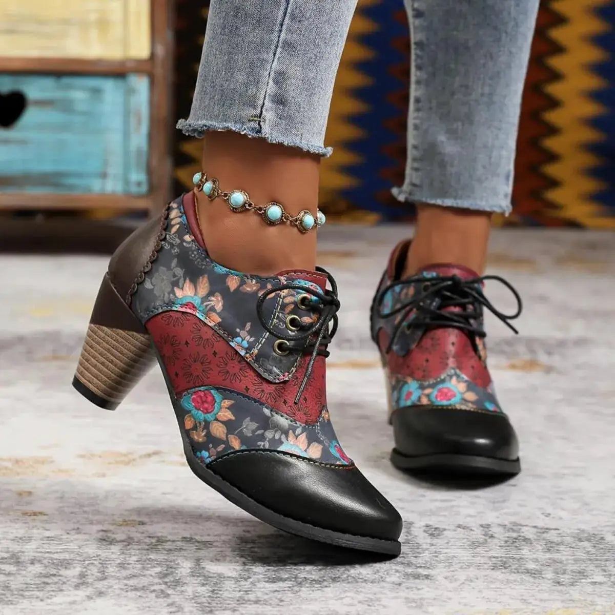 Point Toe Block Heels Ankle Boots by Trendsi