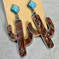 Turquoise Cactus Earrings by Trendsi