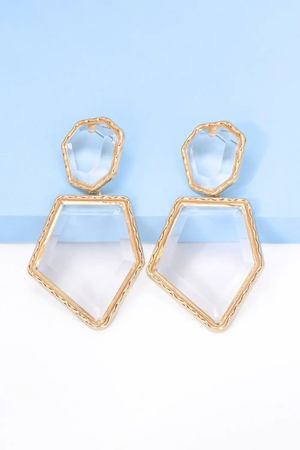 Geometrical Shape Zinc Alloy Frame Resin Dangle Earrings by Trendsi