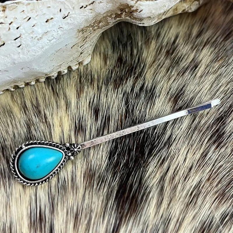 Turquoise Alloy Hairpin by Trendsi