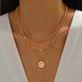 18K Gold-Plated Three Layered Pendant Necklace by Trendsi