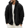 Men Fall Winter Coat Thick Plush Hooded Coat Zipper Closure Loose Cardigan Warm Cold Resistant Soft Men Jacket