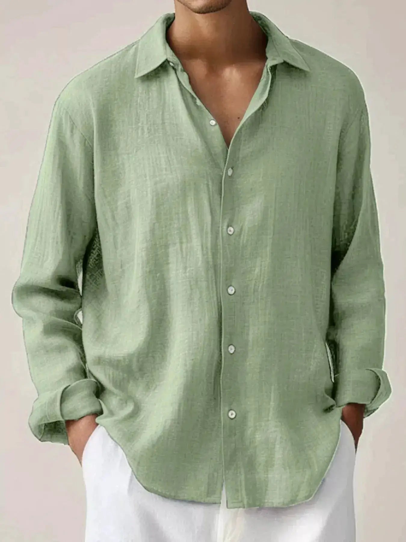 Men's Full Size Button Up Long Sleeve Shirt Plus Size by Trendsi