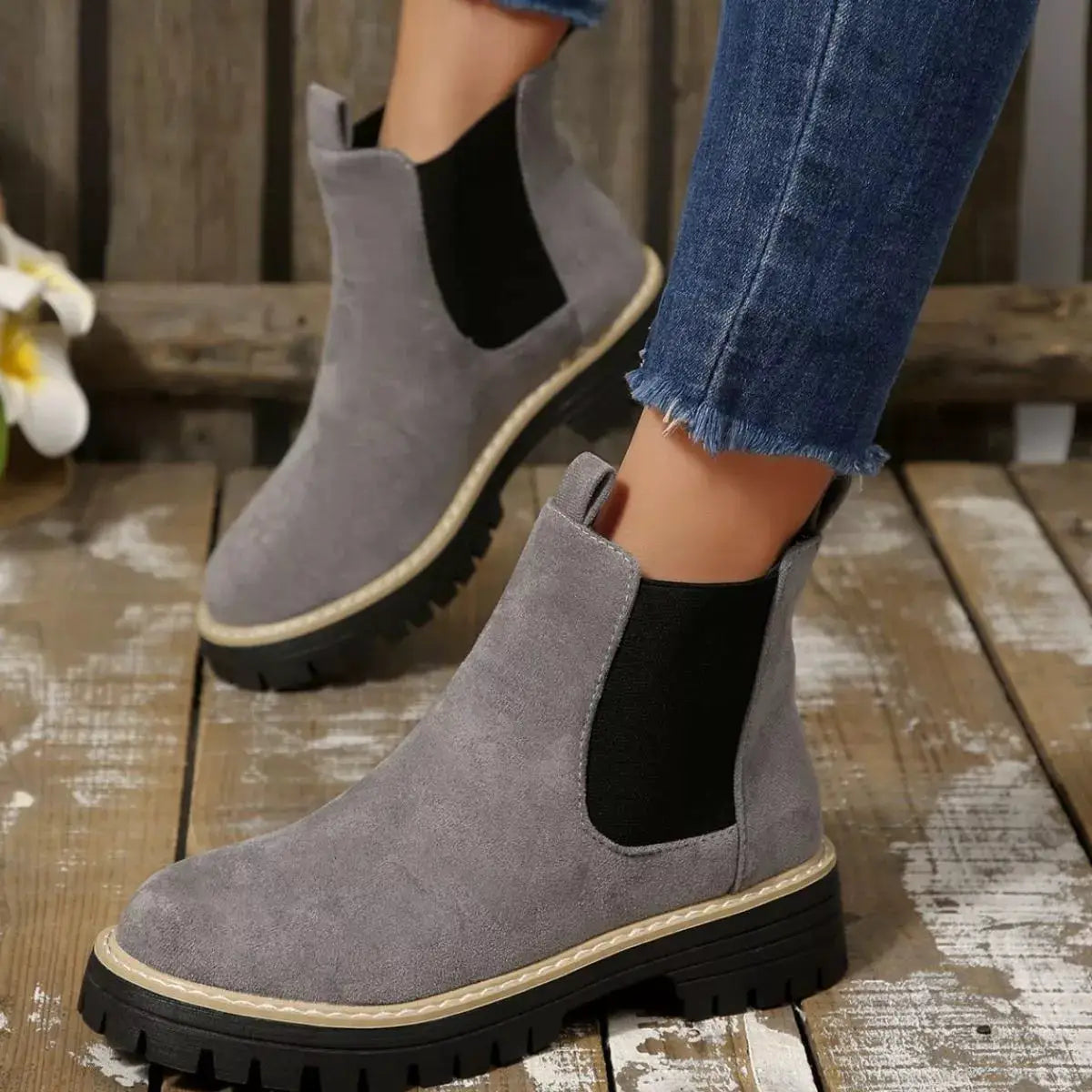 Round Toe Block Heels Boots by Trendsi