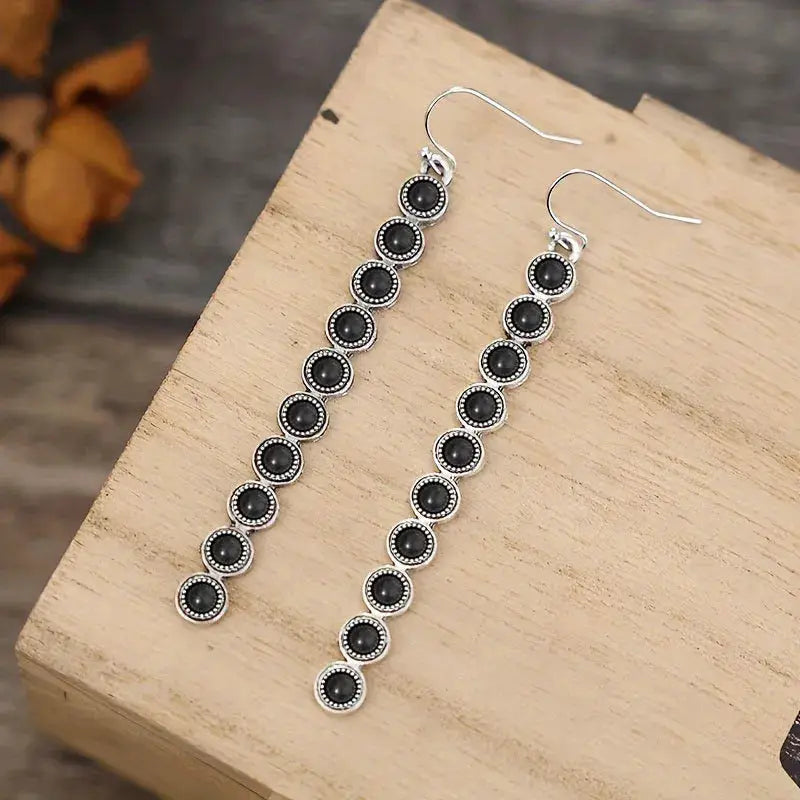 Artificial Turquoise Alloy Bar Earrings by Trendsi