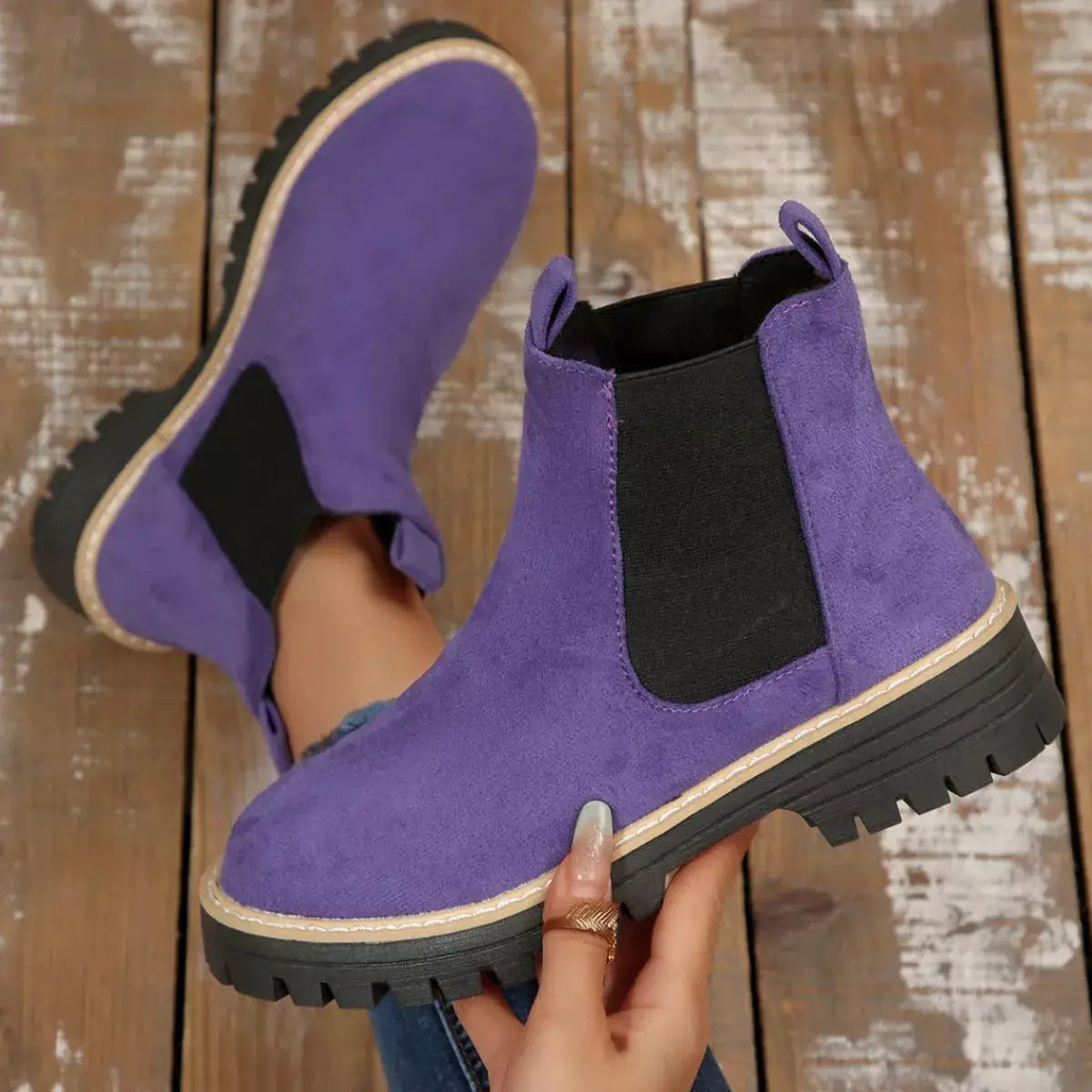 Round Toe Block Heels Boots by Trendsi