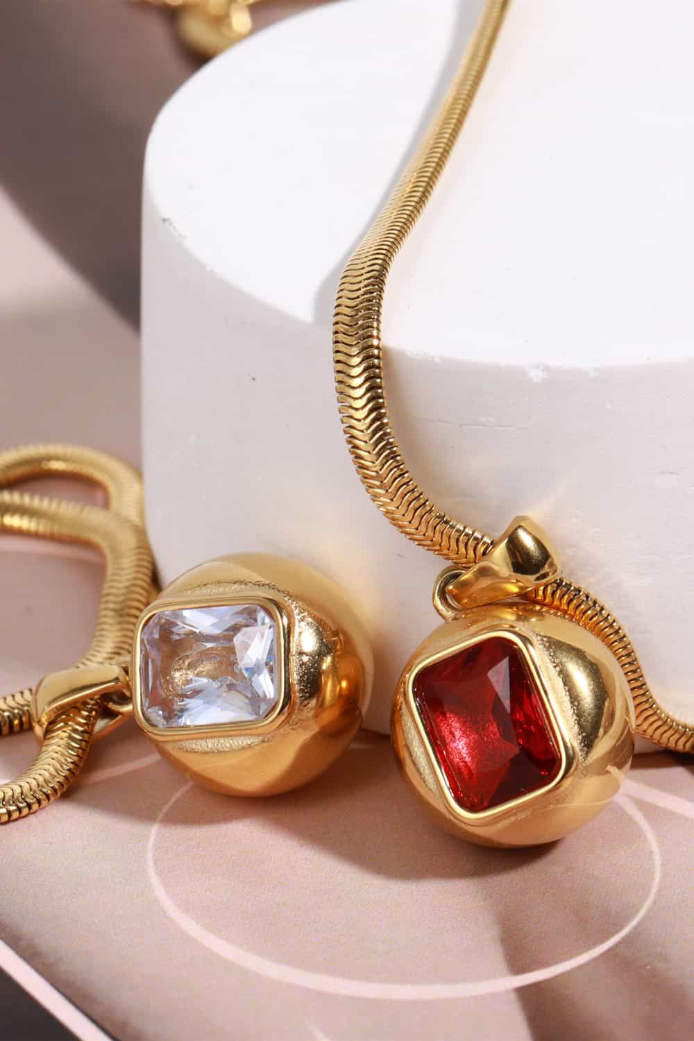 Zircon 18K Gold-Plated Geometrical Shape Pendant Necklace by Trendsi