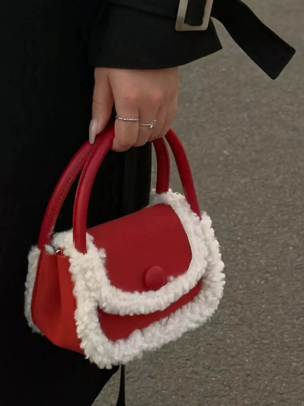 Fluffy Trim Mini Crossbody Bag by Trendsi