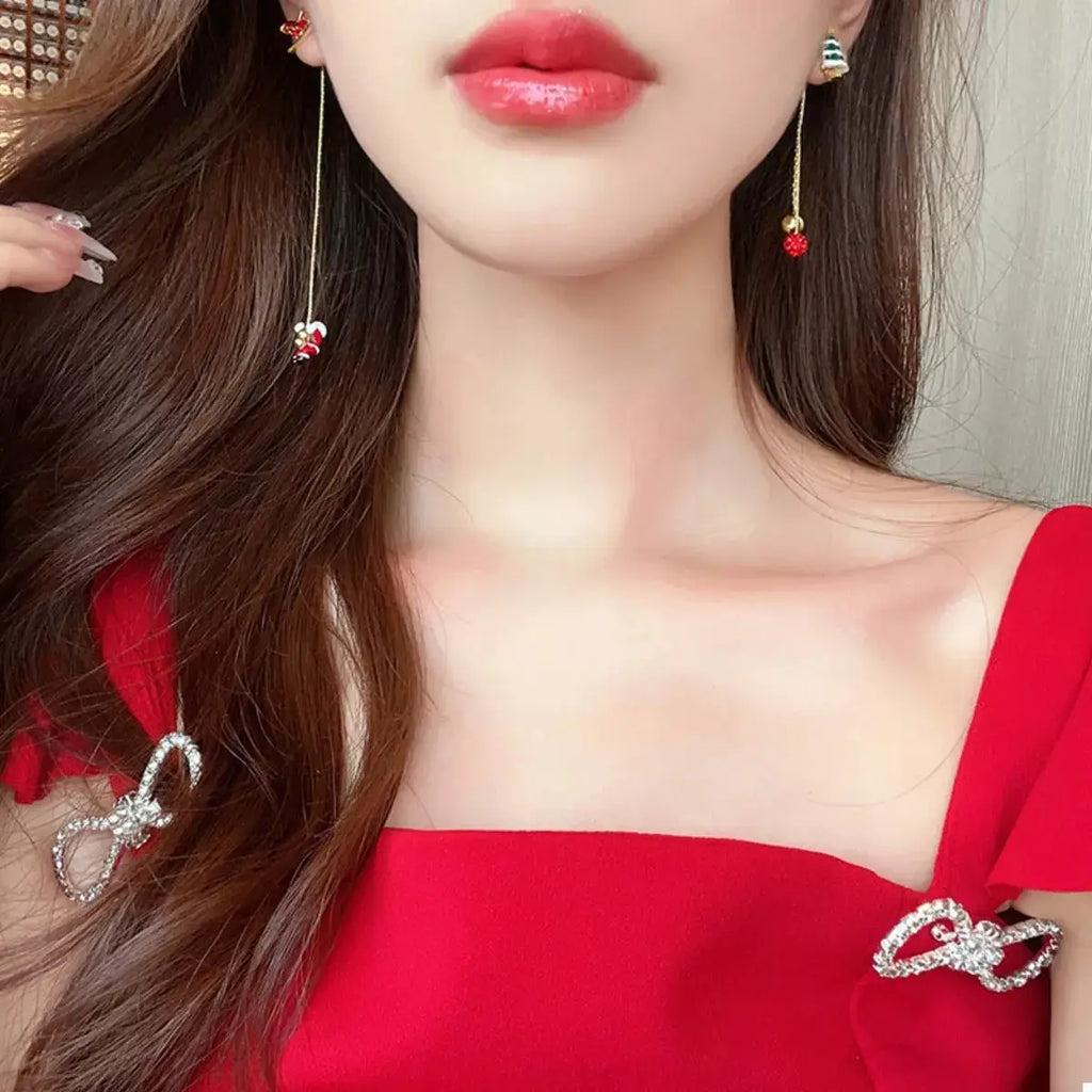 Christmas Tree & Santa Claus Drop Earrings by Trendsi