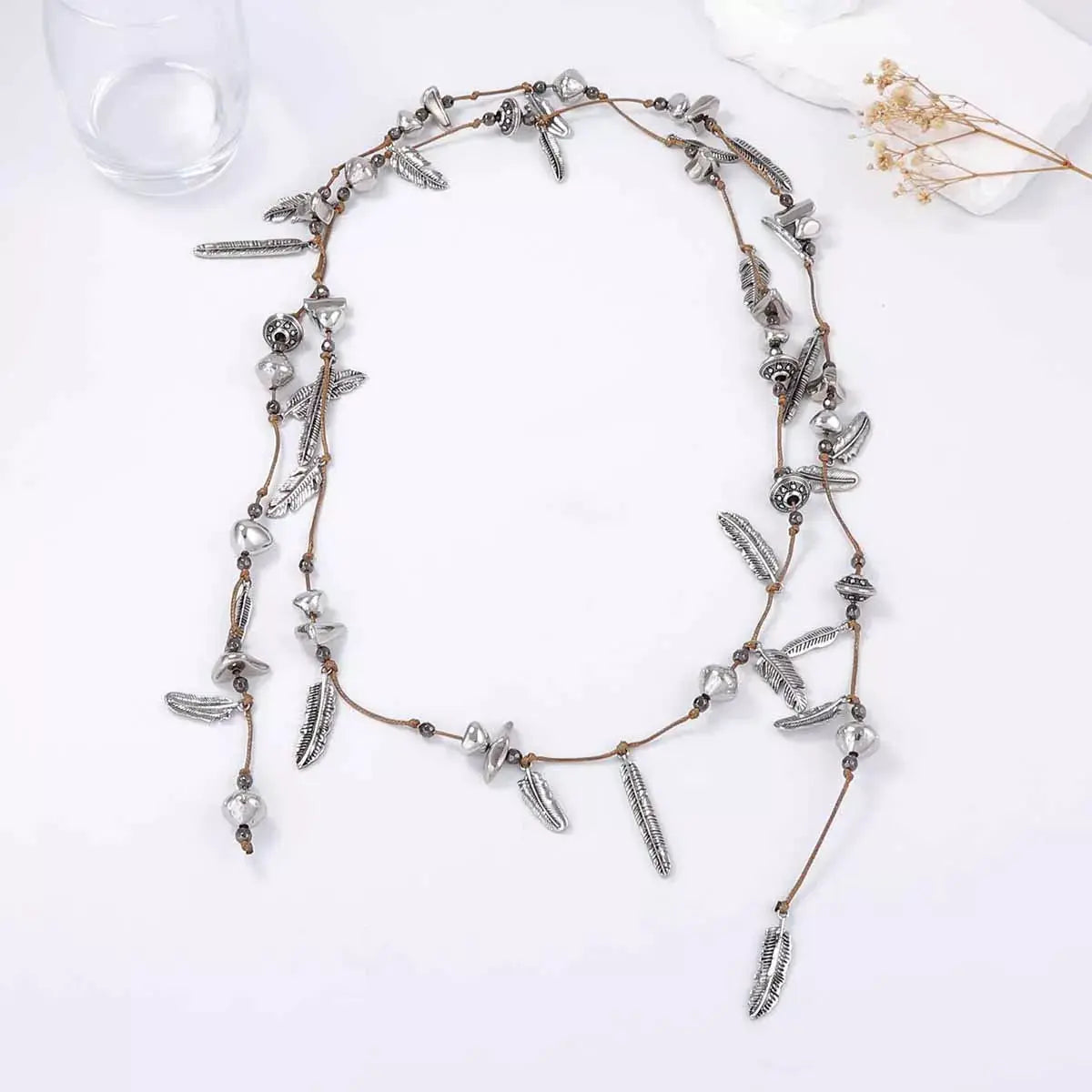 Leaf Chain Layered Necklace by Trendsi