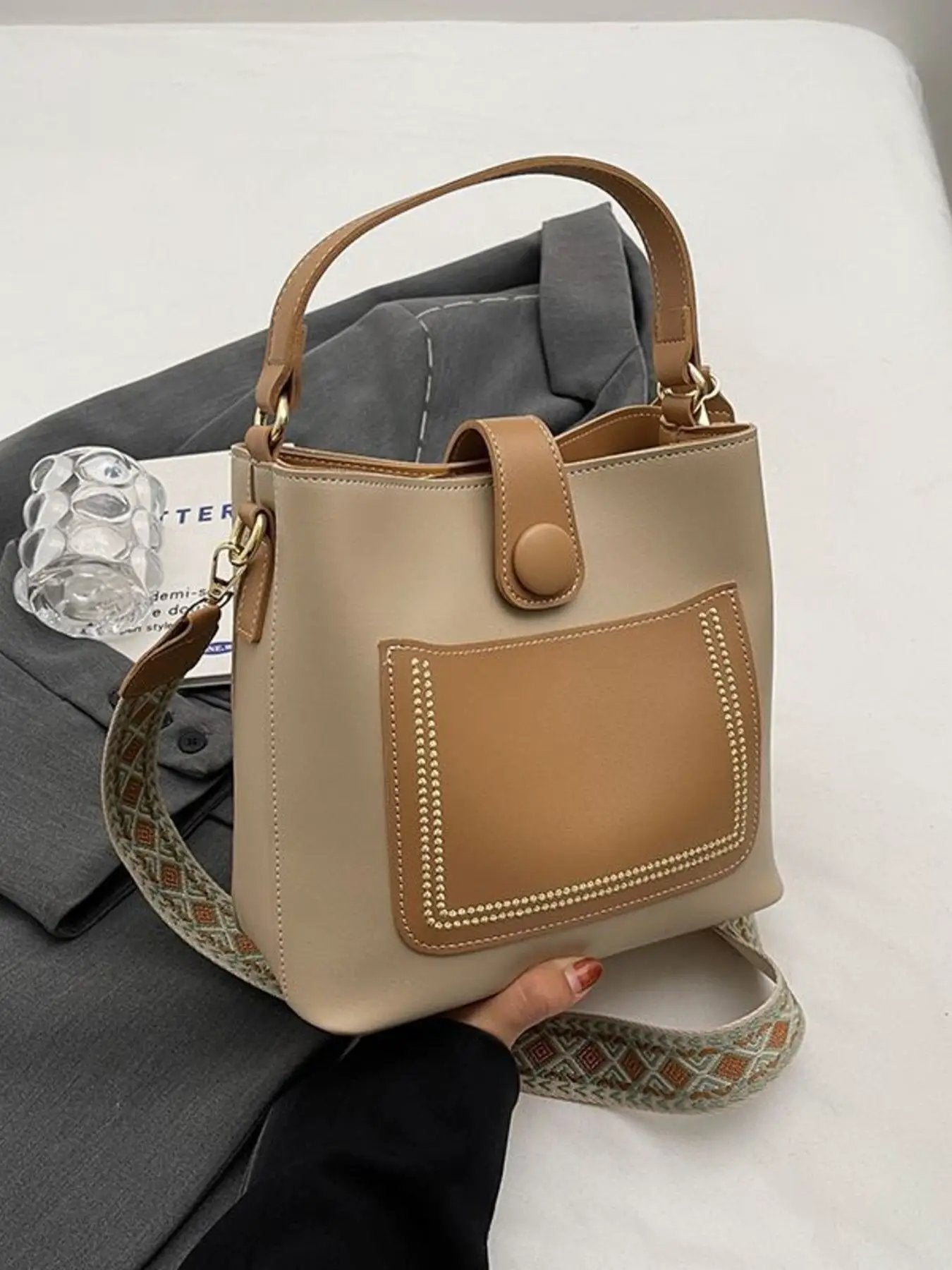 Bucket Crossbody Bag with Wide Strap by Trendsi