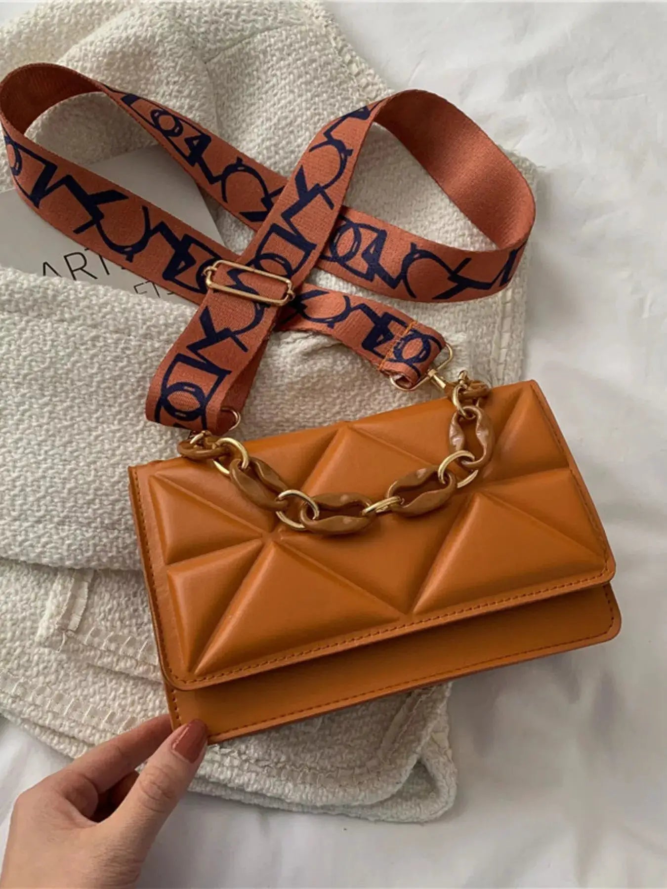 Quilted Adjustable Strap Crossbody Bag by Trendsi