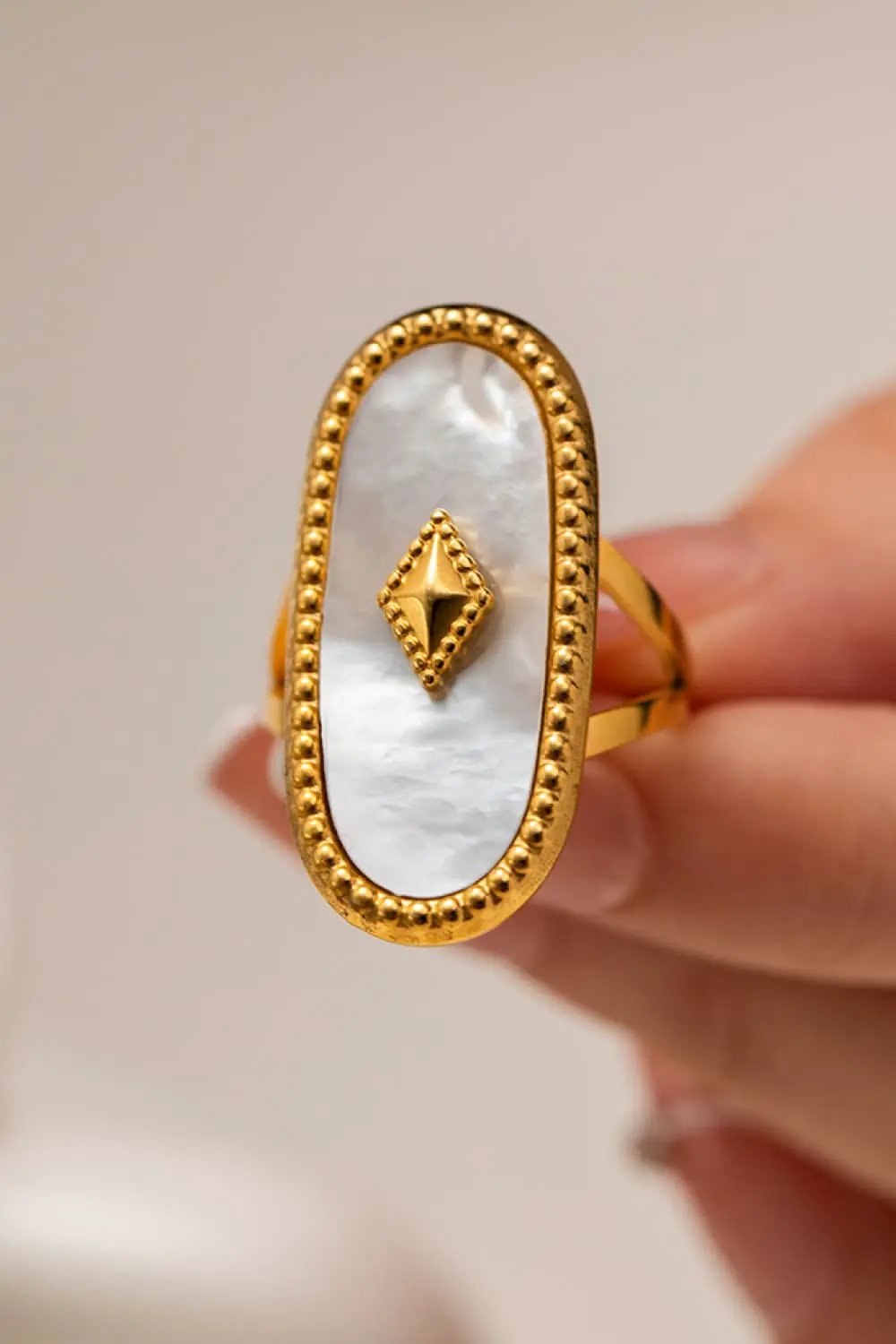 Natural Stone Copper Ring by Trendsi