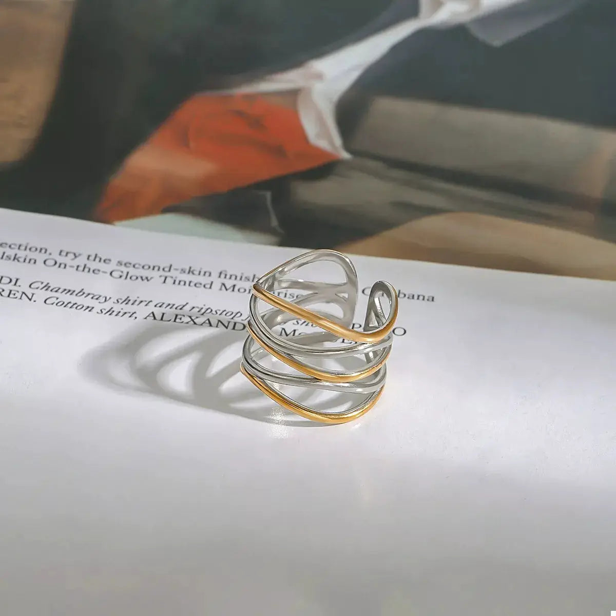 Two-Tone Open Ring by Trendsi