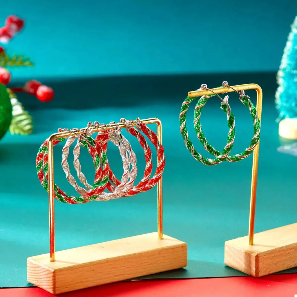 Christmas Twisted Hoop Earrings by Trendsi