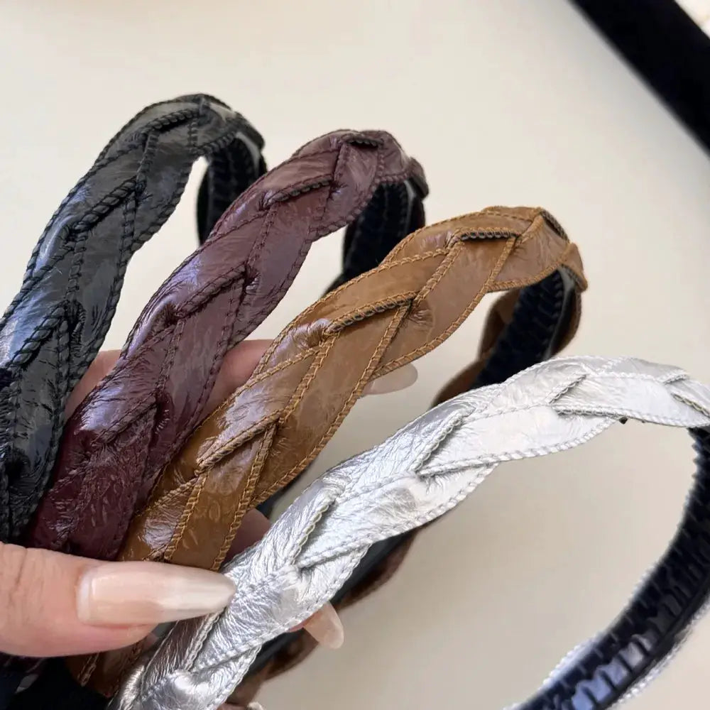 PU Leather Braided Hair Headband by Trendsi