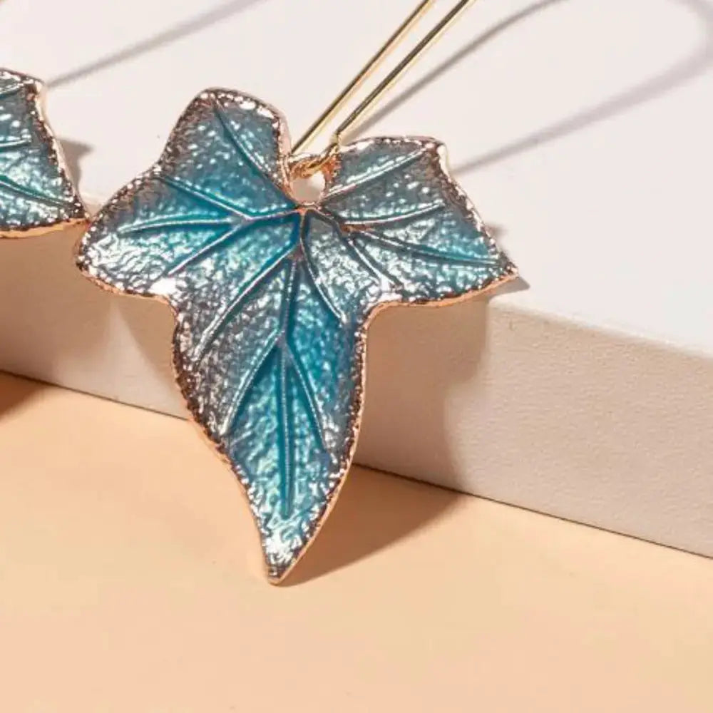 Alloy Leaf Drop Earrings by Trendsi