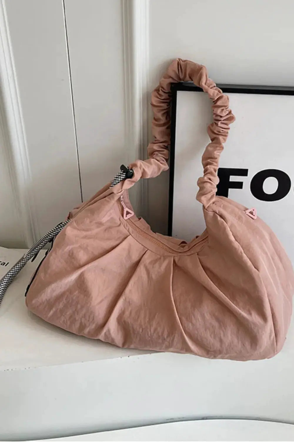 Drawstring Strap Ruched Crossbody Bag by Trendsi
