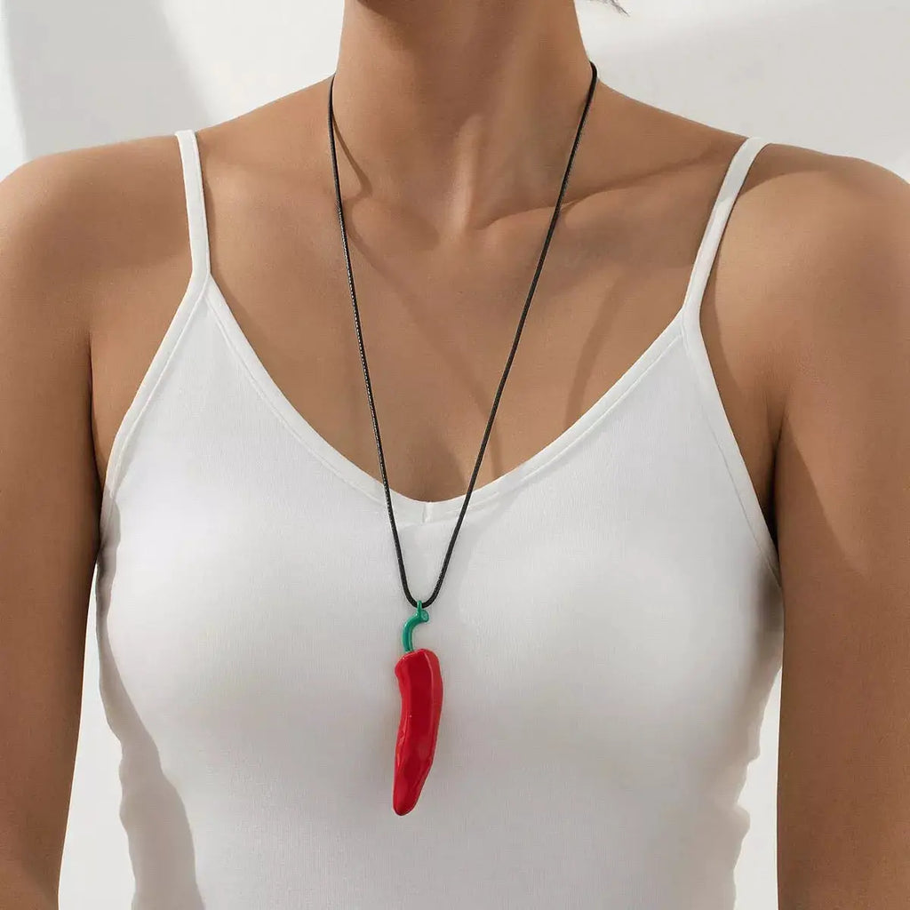 Chili Pepper Pendant Necklace by Trendsi