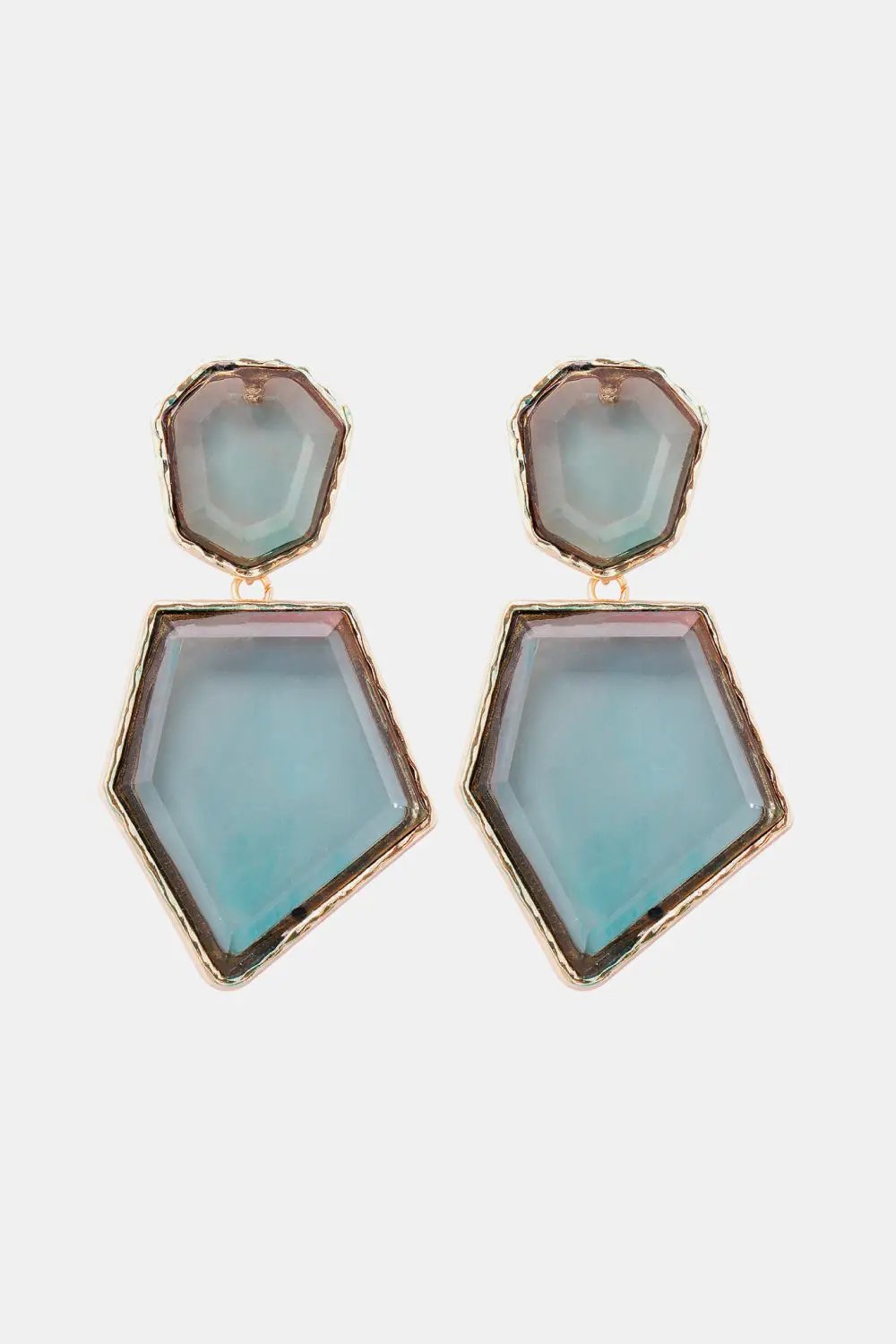 Geometrical Shape Zinc Alloy Frame Resin Dangle Earrings by Trendsi