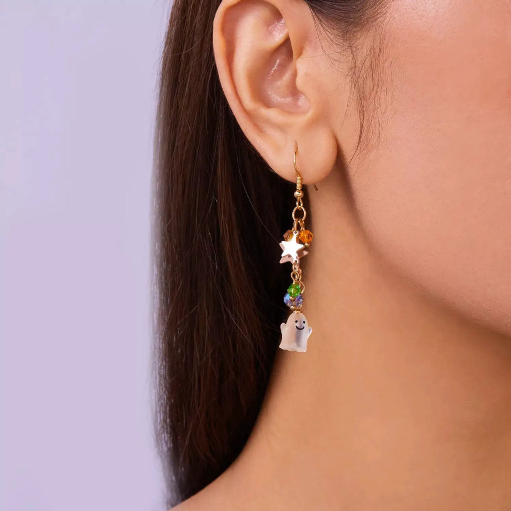Halloween Asymmetrical Pumpkin Ghost Earrings by Trendsi