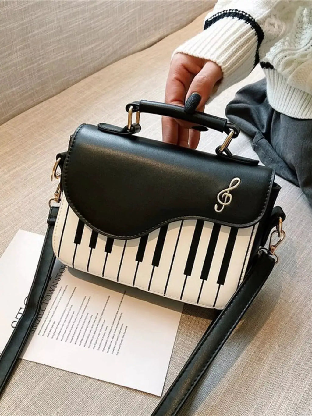 Piano Keys Crossbody Bag by Trendsi