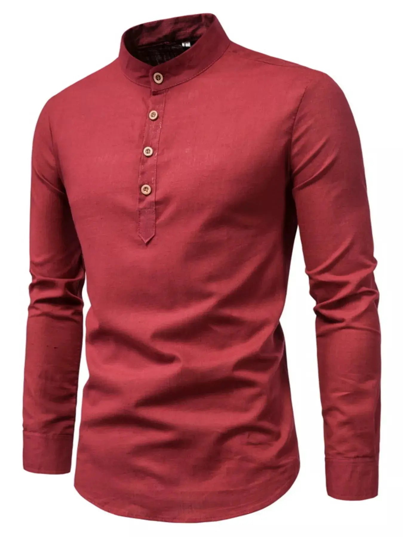 Men's Plus Size Casual Mandarin Collar Button-Up Shirt by Trendsi