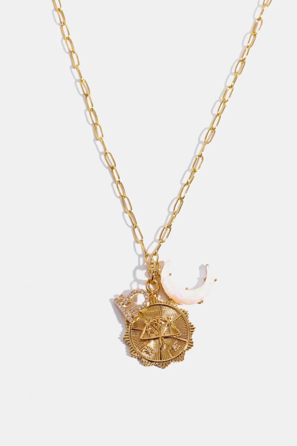 Constellation and Moon Pendant Copper Necklace by Trendsi