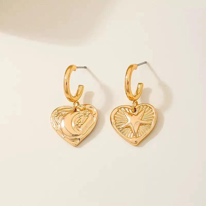 18K Gold-Plated Heart Earrings by Trendsi