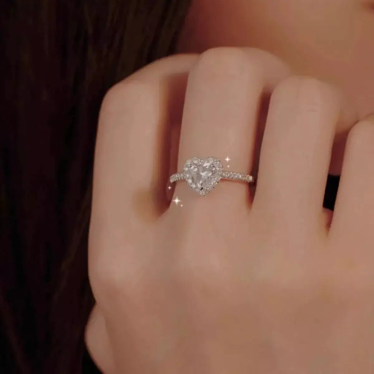 1 Carat Moissanite 925 Sterling Silver Heart Ring by Trendsi