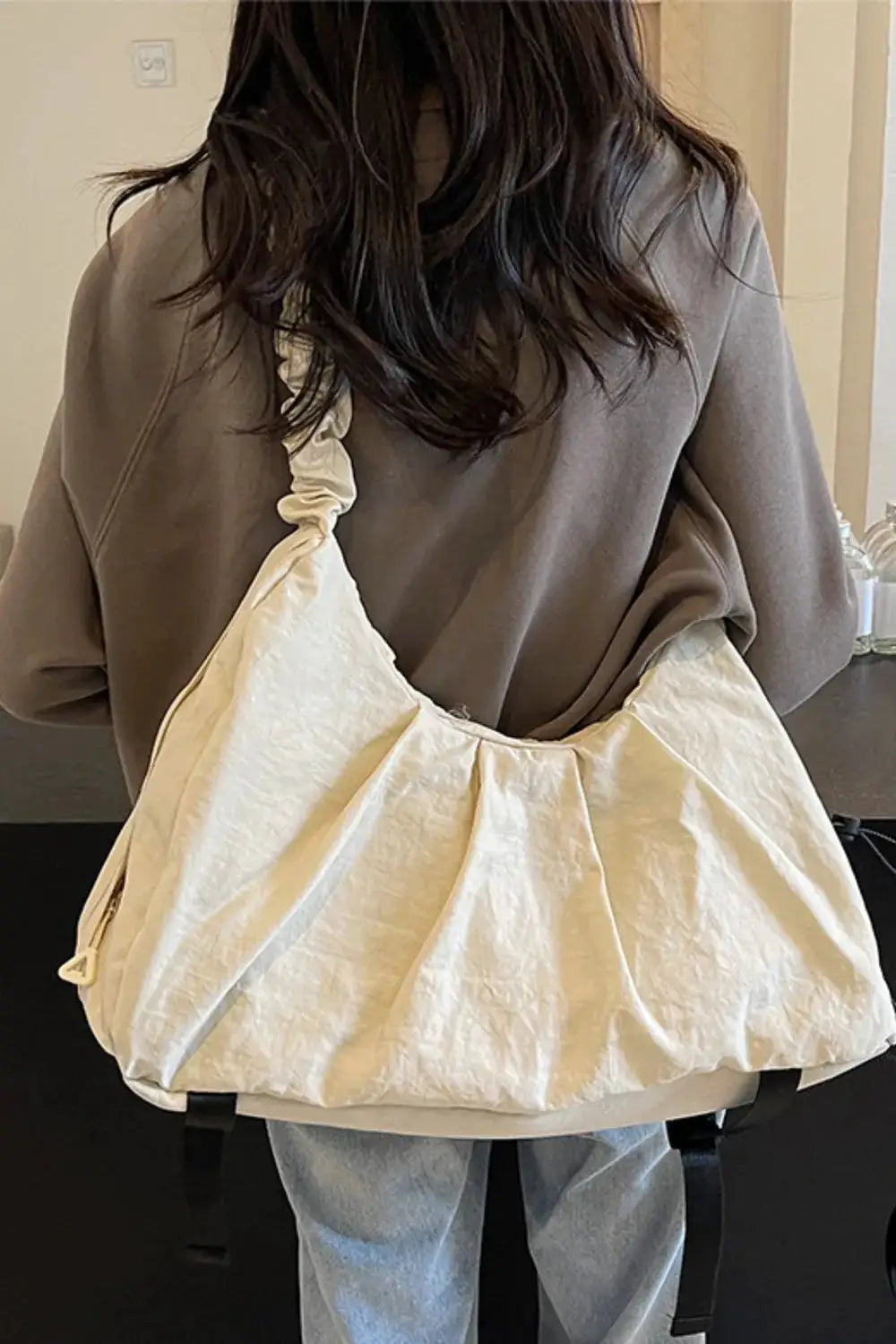 Drawstring Strap Ruched Crossbody Bag by Trendsi