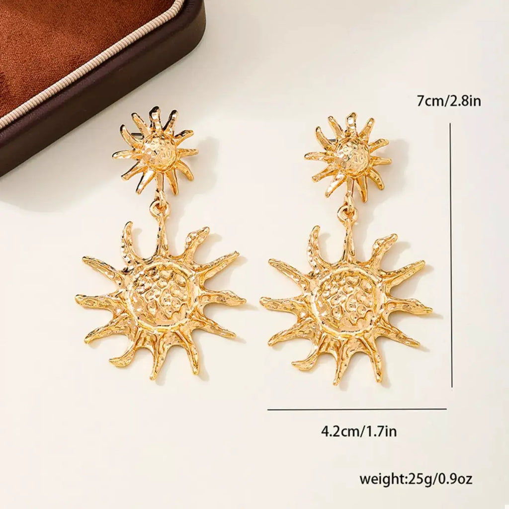 18K Gold-Plated Sun Burst Drop Earrings by Trendsi