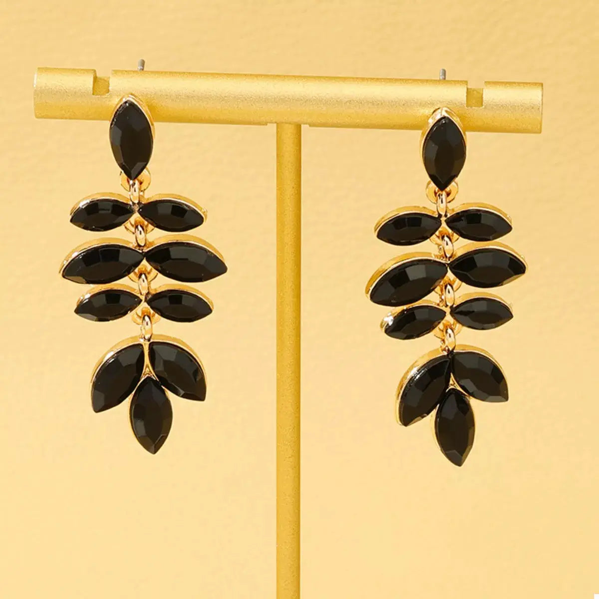 18K Gold-Plated Alloy Resin Leaf Drop Earrings by Trendsi