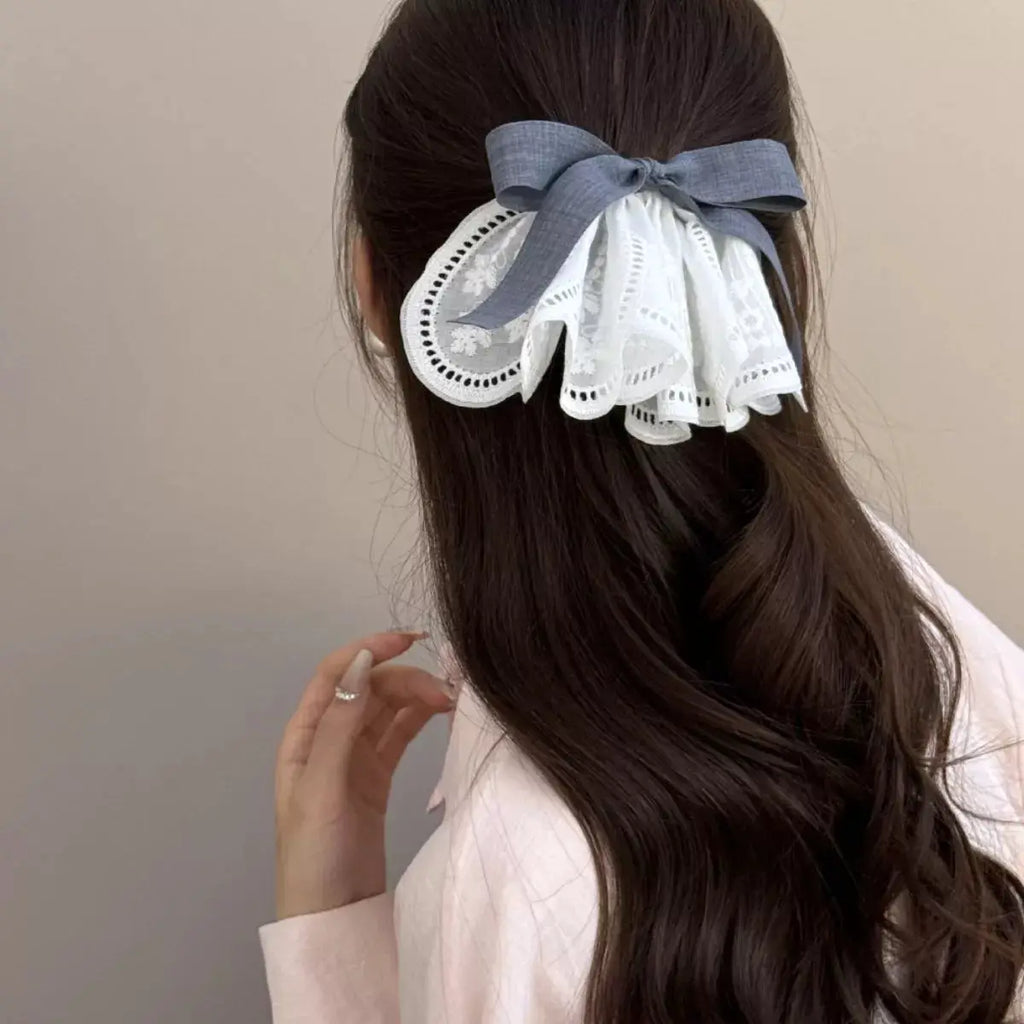 Lace Hair Clip with Ribbon by Trendsi